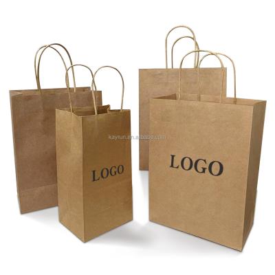 China Wholesale Customized Recyclable Kraft Paper Gift Craft Shopping Paper Bag With Your Own Logo Handle for sale