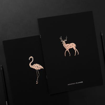 China Flamingos Custom Notebook School Stitch Saddle Gift Logo Monthly Personal Agenda A4 Planner for sale