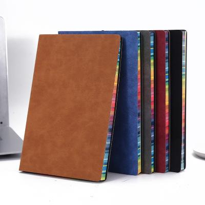 China Creative Custom Leather Soft Cover Rainbow Edge Soft Cover A5 Journal Notebook for sale