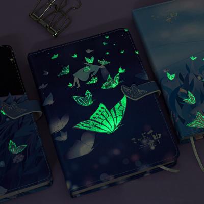 China Luminous cover; Colorful Butterfly Inner Luminous Cover Page Closing Magnetic Hardcover Book Colored B6 Paper Journal Notebook for sale