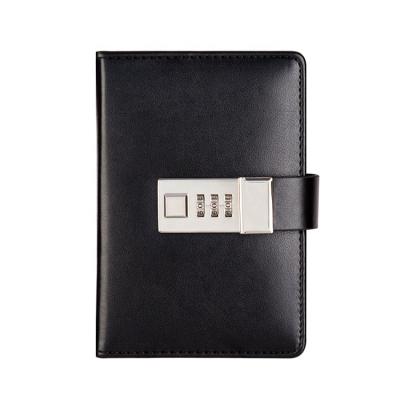 China Code lock school supplies black a7 portable notebook pocket diary with code lock for sale