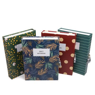 China Creative Hardcover Color Print Paper Hardcover Book Lock Diary Notebook With Gift Box for sale