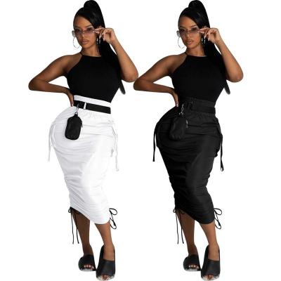 China Fashion News Drawstring Women's Clothing Fashion Popular Bandage High Quality Women's Long Solid Color Skirts for sale