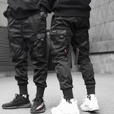 China Anti-wrinkle Men's Sports Tracksuit Multi-pocket Sports Feet Cotton Men's Harem Beam Cargo Pants for sale