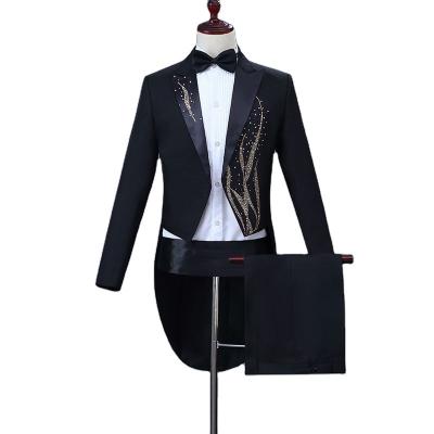 China Wholesale Anti-wrinkle Diamond Men&'s Magic Men's Tuxedo Suit Stage Show Conductor Dress Suit Bright Thin Slim for sale