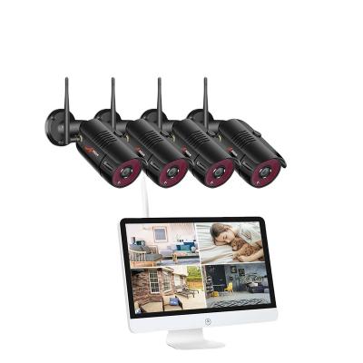 China anran profession security camera built-in outdoor hd system 2mp 1080p 4ch wireless nvr kit with monitor for sale