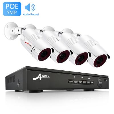 China ANRAN NIGHT VISION H.264+ 5MP POE NVR Kits 4CH Home And Office Video Surveillance P2P System IP Camera With Plug & Play NVR for sale