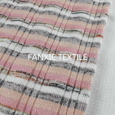 China Polyester rayon spandex anti static rib knit fabric for sweater hacci fabric for garment for sale