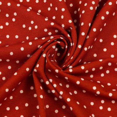 China FANXIE 95% Polyester 5% Spandex Tear-Resistant White Dot Fashion Printed Elastic Clothing Fabric for sale