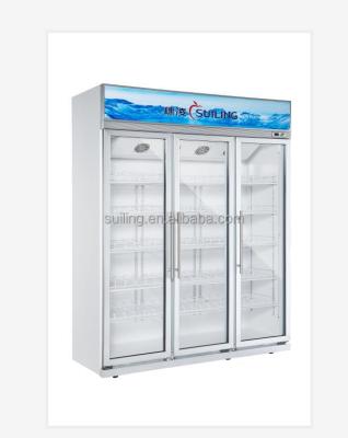 China Hotel SUILING 1650LEconomic Double Doors Commercial Supermarket Upright Showcase For Soft Drinks Milk Fruit LG4-1650LW for sale