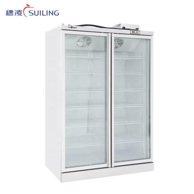 China Single-temperature Glass Freezer Upright Freezer Display Refrigerator Supermarket 2 Door Commercial Frozen Food Display Equipment for sale