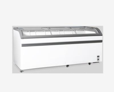 China Hotel Suiling 672L Island Chest Freezer Curved Glass Door For Ice Cream WD4-768 for sale