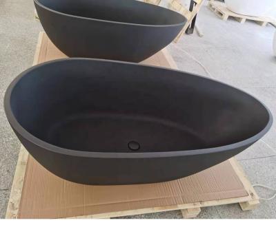 China New Design Popular Black Solid Surface Carpet Free Standing Bathtub for sale