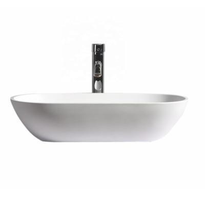 China OEM Modern Bathroom Sink Hot Sale Artificial Stone White Bathroom Art Stone Basin Basin for sale