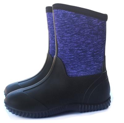 China Fashion Trend Velvet Striped Women Buskin Non-slip Wearable Rain Boots for sale