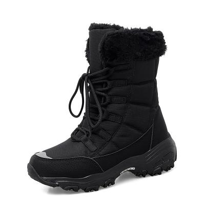 China Fashion Trend Stylish PU Stylish Waterproof Outdoor Rubber Pretty Winter Shoes Women Warm Increasing Snow Boots for sale