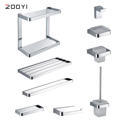 China ZOOYI Hotel Modern Wall Mounted Suit Chrome Towel Rack Bathroom Accessories Set Bathroom Accessories Set for sale