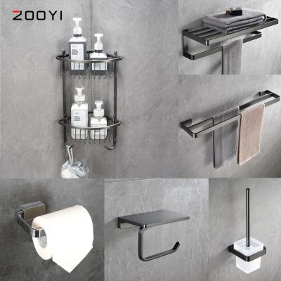 China Modern Cheap Full Brushed Gray Bathroom Accessories Stainless Steel Bath Hardware Sets From ZOOYI China for sale