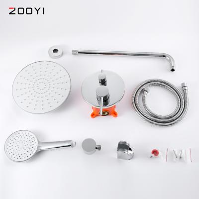 China ZOOYI China Manufacture Modern Brass Shower Hot Cold Concealed Shower Sets With Shower Head for sale