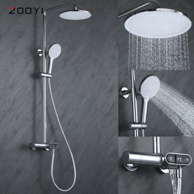 China Wall Mounted Luxury Thermostatic Mixer Tap 3 Functions ZOOYI Thermostatic Faucets Metered Shower Set for sale