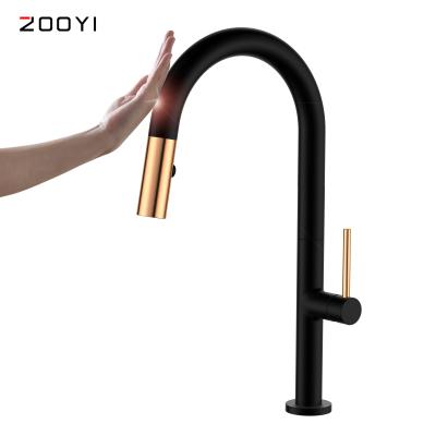 China Sense Faucets ZOOYI New Designer Matte Black Automatic Sensor Water Faucet Kitchen Faucet With Touchless Sensor for sale