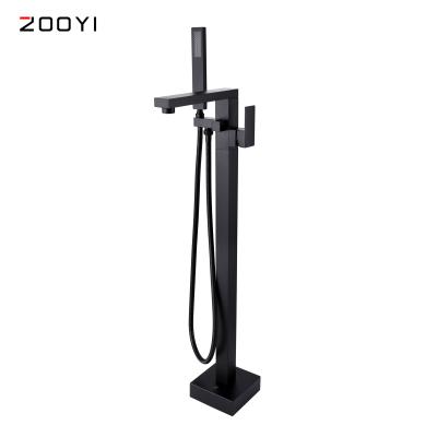 China Without ZOOYI Slide Bar Square Floor Standing Bathtub Faucet Hot And Cold Faucets For Bathtub for sale