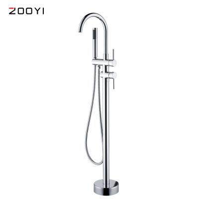 China New Two-Handle Slide Bar ZOOYI Brass Hand Shower Free Chrome Tub Faucets for sale