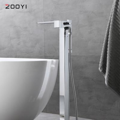 China Without ZOOYI Modern Brass Sliding Bar Bathroom Shower Free Standing Freestanding Bathtub Faucets for sale