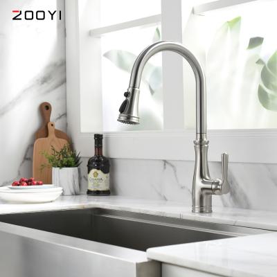 China Hot And Cold Kitchen Electric Faucet Manufacturer Faucets ZOOYI Single Handle Mixer Tap Pull Out Kitchen Faucet for sale