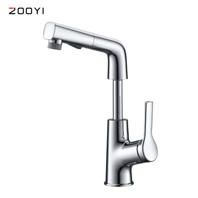 China ZOOYI Faucets Metered Hot Products Pull Out Triple Function Swivel Lift Basin Faucet Lower Mixer Taps Bathroom for sale