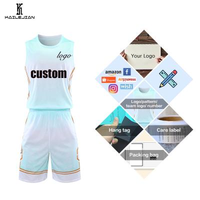 China Breathable Custom Sale Made Cheap Youth Wear Basketball Jersey Basketball Uniform Gradient Color Basketball Uniform for sale