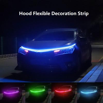 China DIY Car Hood Flexible Led Strip Light 12V Waterproof Flexible White Daytime Running Lights Decoration Long Light Atmospere Auto Backlight Lamp Universal for sale