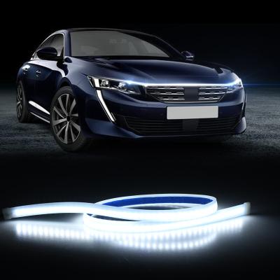 China 1.5M/1.8M Car Daytime Running Waterproof Flexible Light Modified Car Hood Light Bar Decorative Light 6000K White Strip Head Lamp for sale