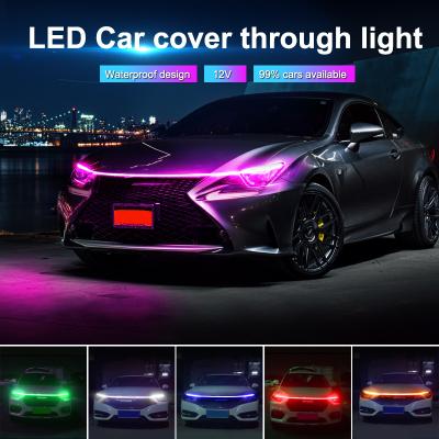 China Waterproof Flexible Car Hood Daytime Running Light Strip Waterproof Flexible LED Backlight 12V Universal Atmosphere Auto Decorative Lamp for sale