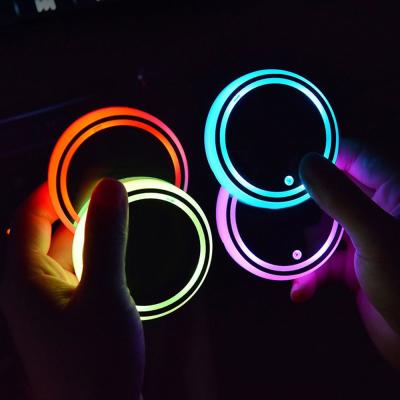 China Car Eco-friendly Colorful Atmosphere Water Coaster Light USB Round Filling Anti-Skid Light USB Round Coaster for sale