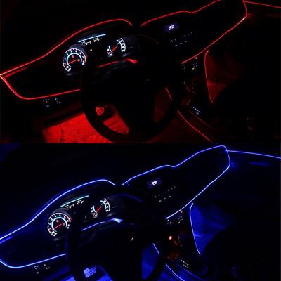 China Led Neon Cold Light Line Car Atmosphere Lamp Cold Light Glow Strip Flexible Neon Rope Wire With 12V Inverter for sale