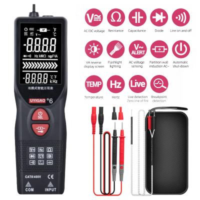 China 6000 Counts AC DC Voltmeter Professional Auto Electric Auto Ranging Digital Multimeters UA6 Hertz Ohm Temp Detector Tool Digital Multimeters for sale