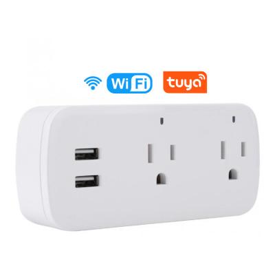 China US USA North America Smart Home Automation Residential/All-Purpose 2 Voice Control Multi-Purpose 2 USB Ports AC Outlet Plug Smart WiFi Extension Charging Plug for sale