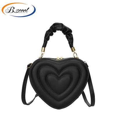 China Fashion Love Shape Handbags Women Handbag Pure Color PU Handbags For Women Pleated Soft Handle Ladies Designer Bags CY74268 for sale