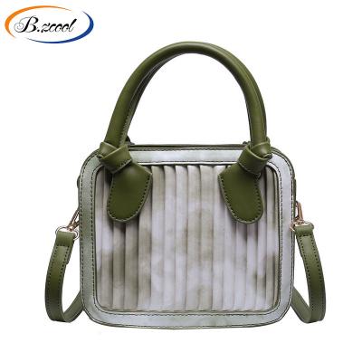 China Fashion Contrast Color Handbags Women Handbag PU Casual Handbags For Women Pleated Ladies Designer Bags CY74255 for sale