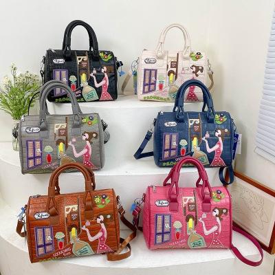 China Fashion Embroidery Zipper Women's Shoulder Bags Large Capacity Pillow Luxury Bag Pure Color Handbags Women Handbag JY8014 for sale