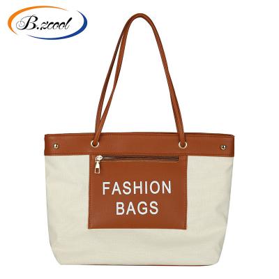 China Fashion Contrast Color Handbags Women Handbag Canvas Handbags For Women Letter Printing Ladies Designer Bags CY74244 for sale