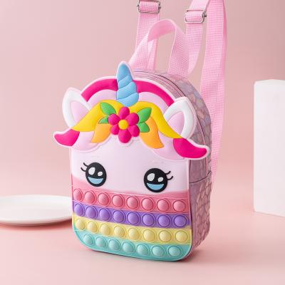 China Other New Best Selling Bubble Silicone Backpack Kids Toy Unicorn Decompression Toy Backpack Lovely for sale