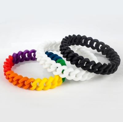 China Factory direct sale men's and women's fashionable multi-color bracelet woven chain bracelet rainbow twist silicone bracelet for sale