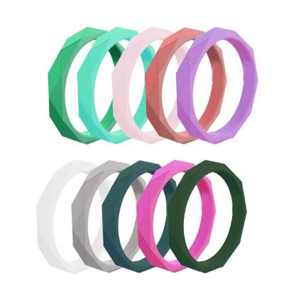 China 2021 Hot Selling Environmentally Friendly Young Amazon Silicone Rhombus Cut Ring Wedding Ring Simple for sale