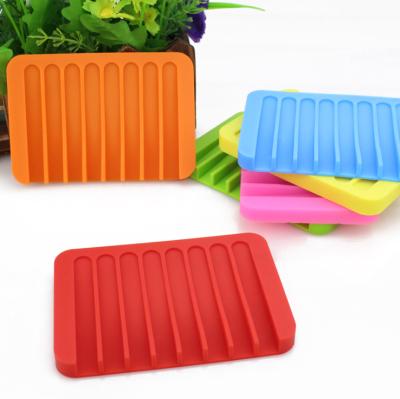 China Eco-friendly Candy Color Silicone Bathroom Silicone Soap Holder Modern Soap Accessory Box for sale