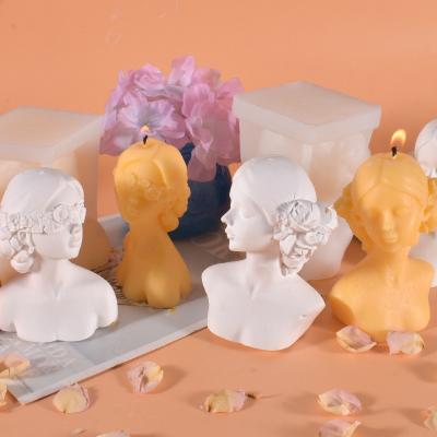 China YS-LZ078 DIY Disposable Closed-eye Girl Youth Decorative Aromatherapy Plaster Mold Rose Beauty Silicone Blindfold Candle Silver Mold for sale