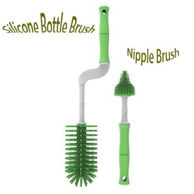 China 360-Degree Silicone Bottle Brush Water Cup Cleaner Silicone Bottle Brush Nipple Sustainable Brush for sale