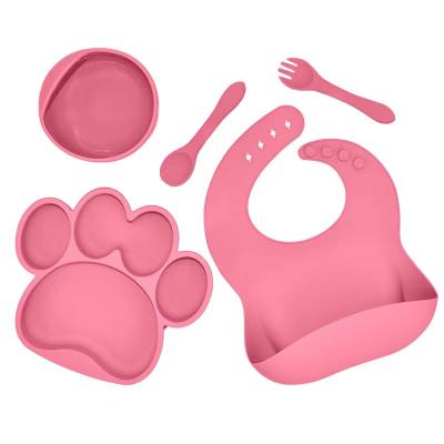 China Modern Children's Tool Tray Five Infant Silicone Tableware Eco Kid's Tableware Set Baby Deep Crack For Baby for sale