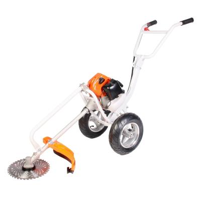 China 2-Stroke 40-5 Gasoline Engine 2 Stroke 43cc Hand Push Brush Cutter With Wheels for sale